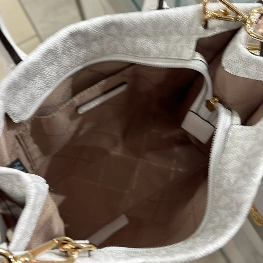 Michael Kors Mirella Small Signature Logo Shopper Top Zip Crossbody XBODY Bag MK